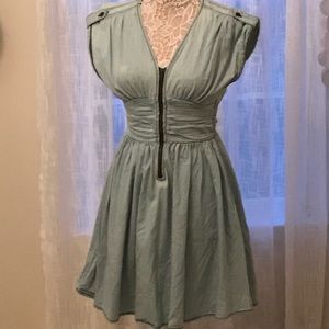 H&M Chambray Denim Zip-up Dress—Sz 6